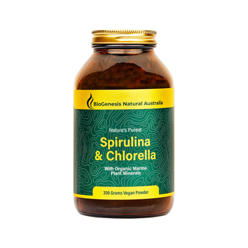 BioGenesis Natural Australia Nature's Purest Spirulina & Chlorella With Organic Marine Plant Minerals Powder 200g