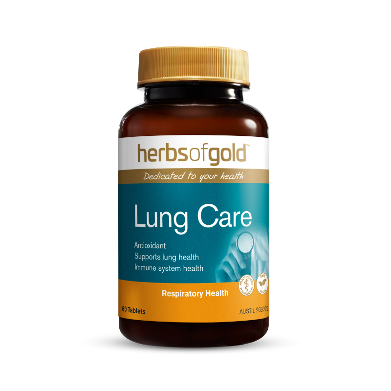 Herbs of Gold Lung Care - a meticulously crafted formula that combines traditional herbal remedies with the power of antioxidant vitamins C and E to enhance lung health and boost the immune system.