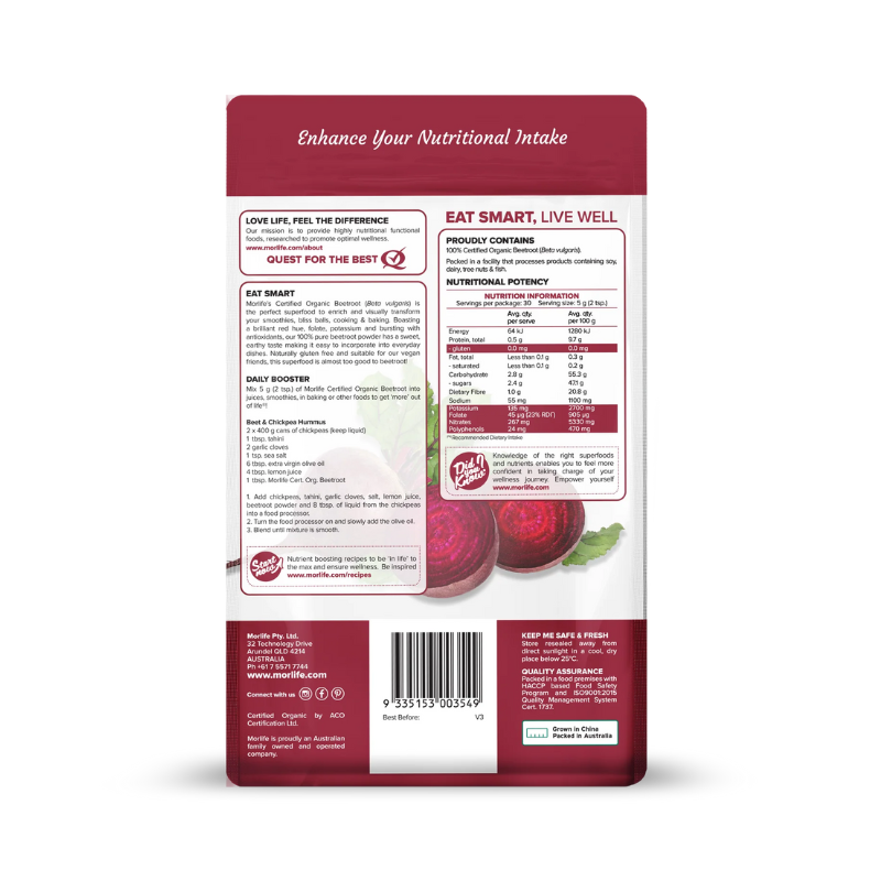 Morlife Certified Organic Beetroot Powder 150g