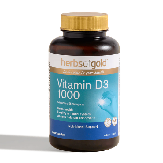 Herbs of Gold Vegan Vit D3 1000 in rice bran oil 120C